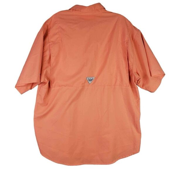Columbia Shirt Mens PFG Omni-Shade SS Button Down Medium M Orange - Picture 3 of 12